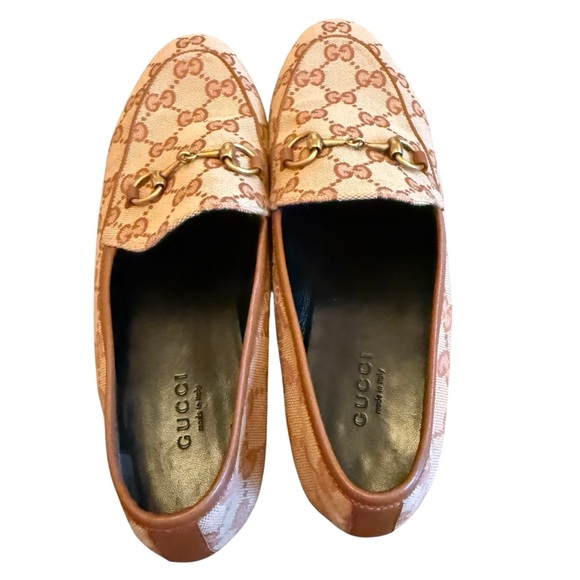 Gucci New Jordaan GG Supreme Monogram Canvas Loafer Beige  EU 37.5 US 7.5 - Picture 5 of 11